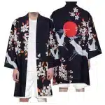 Crane and Cherry Blossom Red Sun Kimono