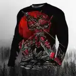 Crimson Armored Samurai Battle Long Sleeve Shirt