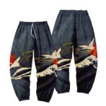 Dark Blue Sunset Crane and Wave Joggers