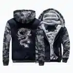 Dragon Camo Navy Fleece Lined Hooded Jacket