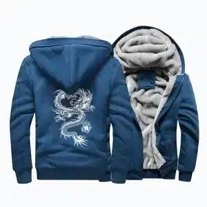 Dragon Emblem Blue Fleece Lined Hooded Jacket