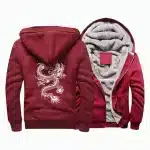 Dragon Emblem Red Fleece Lined Hooded Jacket