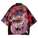 Dragon Red Flowers Design Warrior Kimono