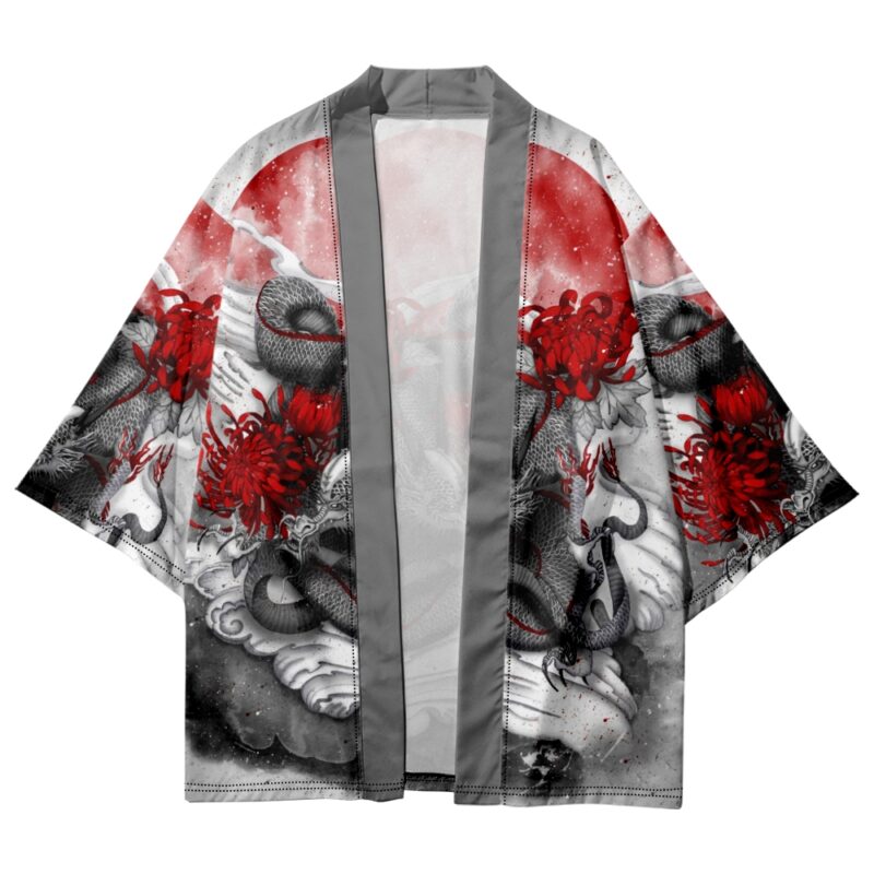 Dragon Samurai Japan Artwork Kimono Shirt - Front