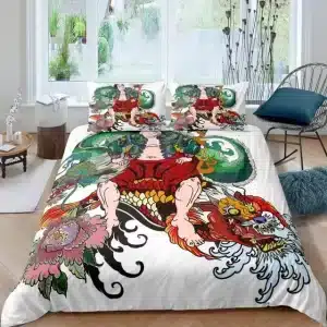 Dragon and Warrior Japanese Art Bedding Set