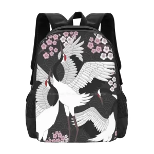 Elegant Crane Blossom Japanese Art Backpack