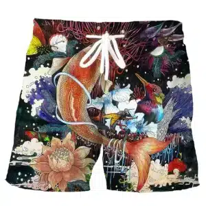 Enchanted Koi and Hummingbird Samurai Shorts