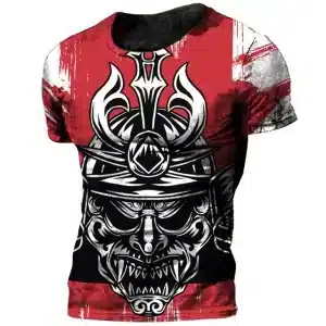 Fearsome Samurai Warrior Mask Red T-Shirt