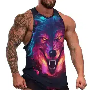 Ferocious Wolf Blaze 3D Print Workout Tank Top