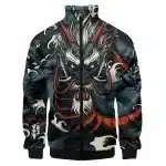 Fierce Dragon Warrior Black Full-Zip Bomber Jacket