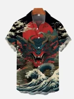 Fierce Dragon of the Rising Sun Art Hawaiian Shirt