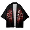 Fire Dragon Floral Design Black Kimono - Image 2