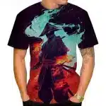 Flaming Samurai Intense Warrior Design T-Shirt