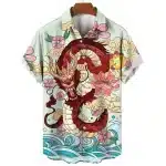 Floral and Ocean Red Dragon Hawaiian Shirt