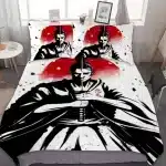 Focused Samurai Warrior Red and White Bedding Set