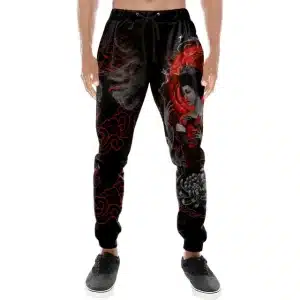 Geisha Warrior Red and Black Artwork Joggers