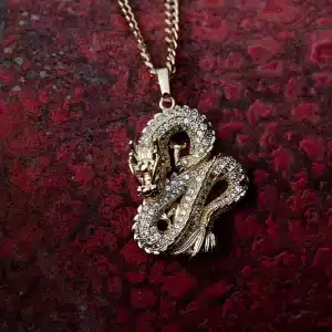 Gold Color Zircon Dragon Pendant Necklace