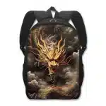 Golden Fury Dragon Black and Gold Backpack