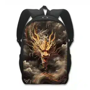 Golden Fury Dragon Black and Gold Backpack