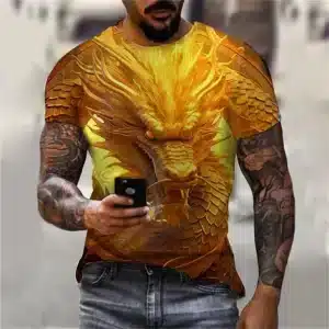 Golden Inferno Dragon Yellow 3D Print T-Shirt