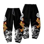 Golden Koi Fish Samurai Emblem Black Joggers