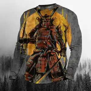 Golden Sunset Samurai Vintage Long Sleeve Shirt