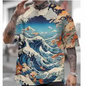 Great Wave and Mountain Japanese Art T-Shirt