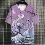 Great Wave and Playful Fish Koi Ukiyo-e T-Shirt