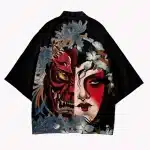 Half-Face Dual Mask Oni Floral Kimono