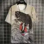 Heroic Samurai Warrior and Giant Koi Ukiyo-e T-Shirt