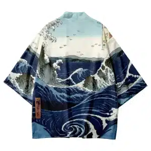 Hokusai Wave Ukiyo-e Art Kimono Shirt