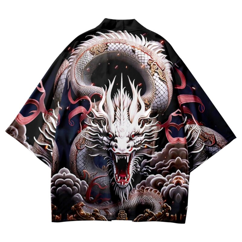 Imperial Dragon Black and White Kimono Shirt