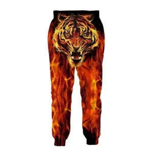 Intense Flame Fiery Tiger Print Joggers