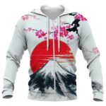 Japan Flag Mount Fuji Cherry Blossoms Zip-Up Hoodie