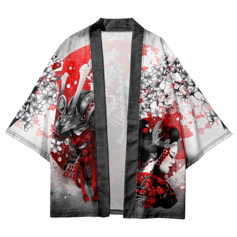 Japan Flag Samurai and Geisha Kimono Shirt - Front