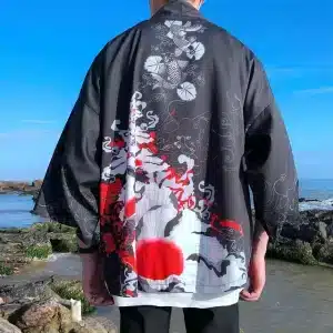 Japanese Art Streetwear Koi and White Lotus Kimono