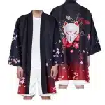 Kitsune Fox Mask Sakura Kimono Cardigan