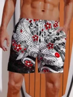 Koi Fish Blossom Samurai Beach Shorts