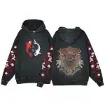 Koi Fish and Ornate Oni Mask Artwork Hoodie