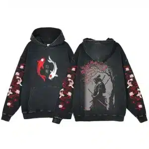 Koi and Cherry Blossom Samurai Warrior Hoodie