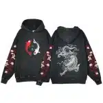 Koi and White Dragon Japanese Artwork Hoodie