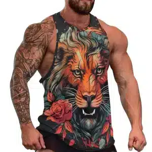 Lion Blossom Floral 3D Print Workout Tank Top