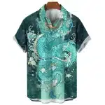 Majestic Aqua Dragon Warrior Hawaiian Shirt