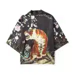 Majestic Tiger Black Floral Kimono Shirt