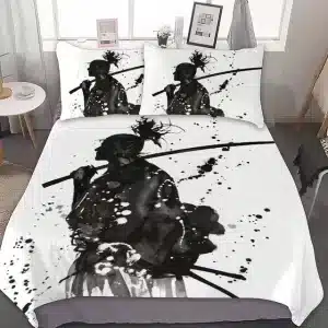 Minimalist Samurai Silhouette Ink Art Bedding Set