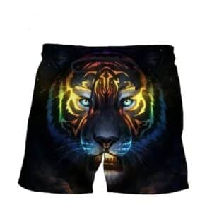 Multicolor Neon Design Galactic Tiger Glow Shorts