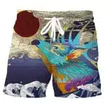 Mystical Azure Deer Samurai Art Boardshorts