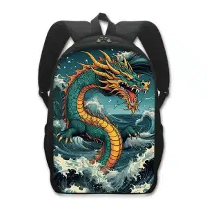 Mystical Ocean Wave Dragon Artwork Backpack