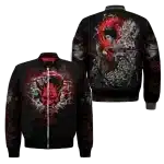 Mystical Red Oni Demon and Geisha Bomber Jacket