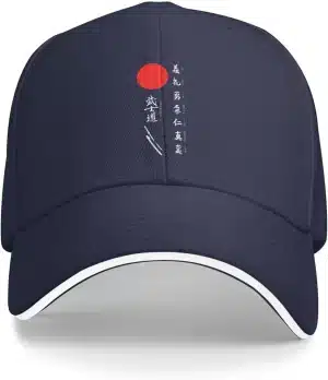 Navy Red Sun and Kanji Bushido Baseball Cap